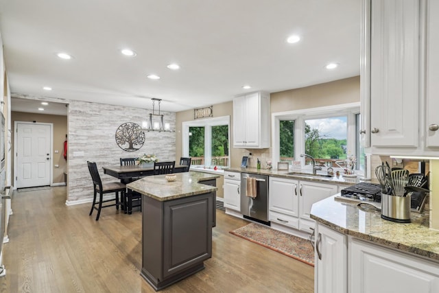 7316 Gleneagle Cir, Lakewood, IL 60014 - kitchen featuring a sink, stainless steel appliances, white cabinetry, and recessed lighting