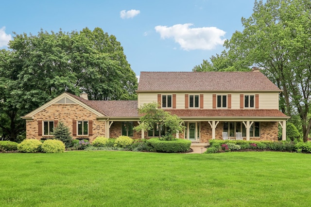 7316 Gleneagle Cir, Lakewood, IL 60014 - view of front of property featuring a chimney, a front yard, and brick siding