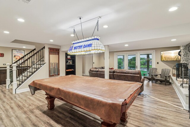 7316 Gleneagle Cir, Lakewood, IL 60014 - game room with billiards table, wood finished floors, recessed lighting, and baseboards