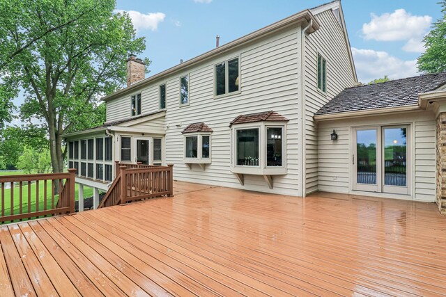 7316 Gleneagle Cir, Lakewood, IL 60014 - wooden terrace with a sunroom