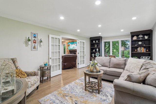 7316 Gleneagle Cir, Lakewood, IL 60014 - living area with french doors, crown molding, recessed lighting, and wood finished floors