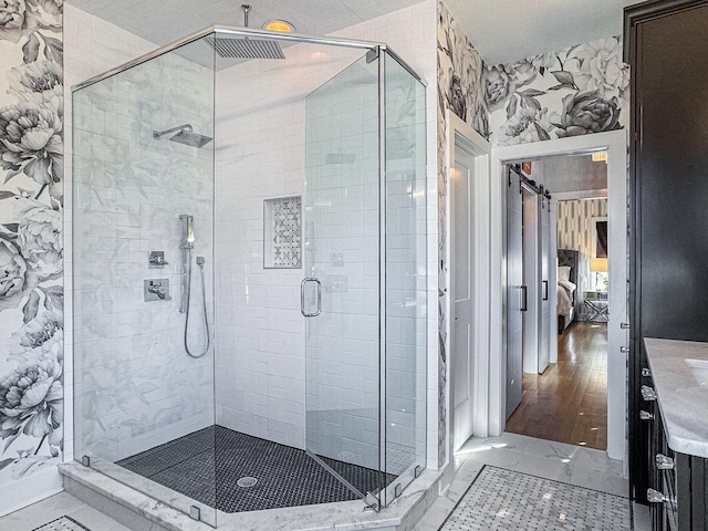 527 N Ellsworth St, Naperville, IL 60563 - full bath featuring a shower stall, tile patterned flooring, and vanity