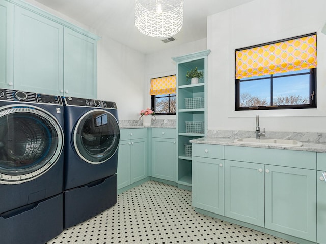 527 N Ellsworth St, Naperville, IL 60563 - washroom featuring cabinet space and washing machine and dryer