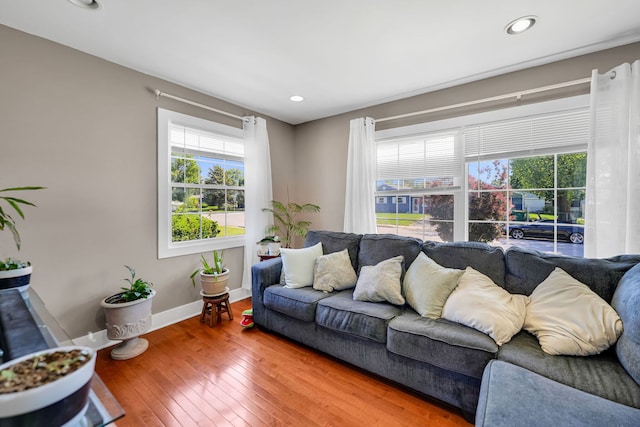 127 Saint Joseph Ave, Joliet, IL 60436 - living room featuring plenty of natural light, hardwood / wood-style flooring, baseboards, and recessed lighting