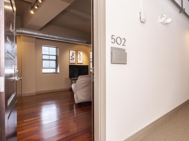 212 N Center St Unit 502, Bloomington, IL 61701 - corridor with hardwood / wood-style flooring and baseboards