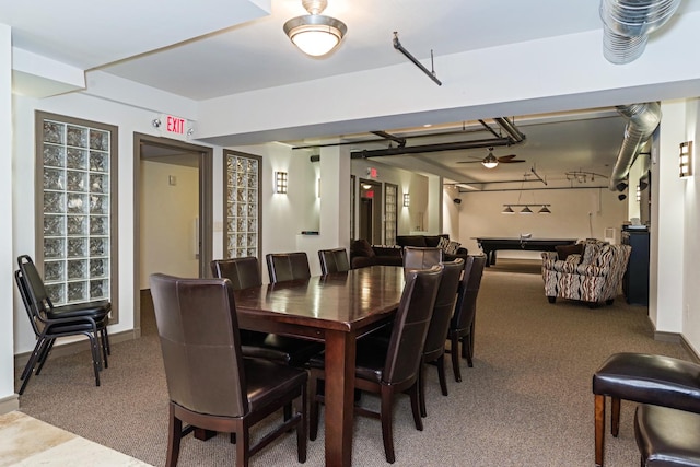 212 N Center St Unit 502, Bloomington, IL 61701 - carpeted dining area with ceiling fan
