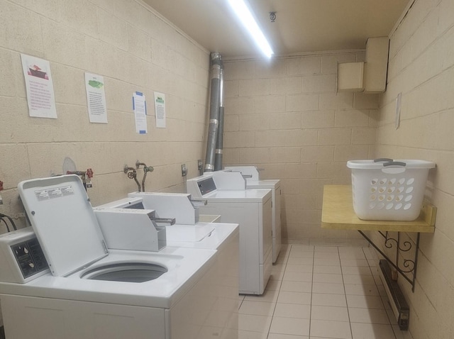840 Elder Rd Unit A305, Homewood, IL 60430 - community laundry with washing machine and clothes dryer and light tile patterned floors