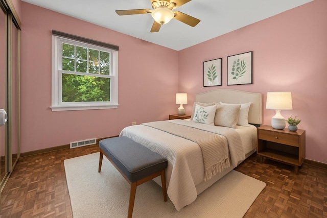 132 Pratt Blvd, Roselle, IL 60172 - bedroom featuring baseboards, a closet, and a ceiling fan