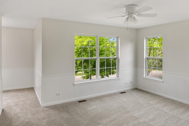 240 Regency Blvd, Sugar Grove, IL 60554 - spare room featuring a wainscoted wall, ceiling fan, and carpet
