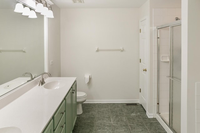 240 Regency Blvd, Sugar Grove, IL 60554 - full bath with double vanity, a stall shower, toilet, and baseboards
