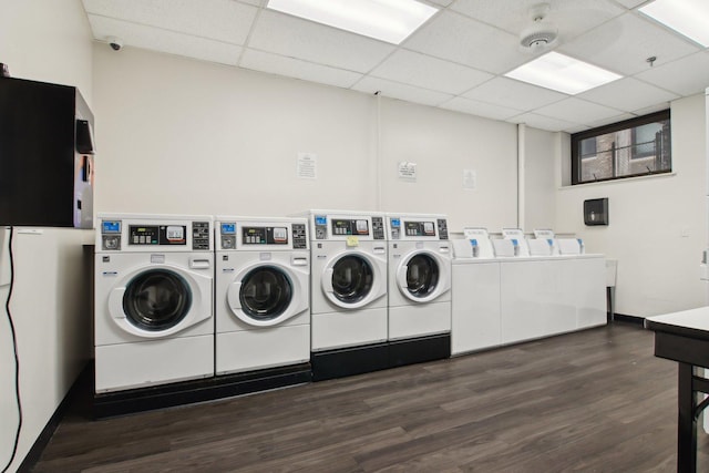 740 S Federal St Unit 804, Chicago, IL 60605 - shared laundry room with dark wood-type flooring and separate washer and dryer