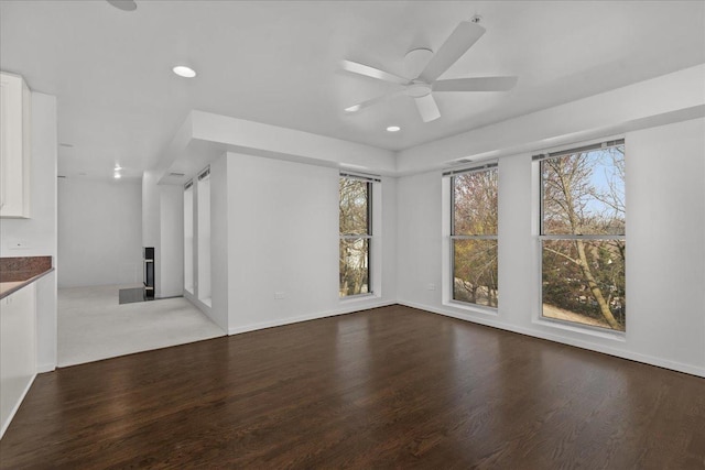 380 Green Bay Rd Unit 4D, Winnetka, IL 60093 - unfurnished living room with wood finished floors, a ceiling fan, recessed lighting, and baseboards