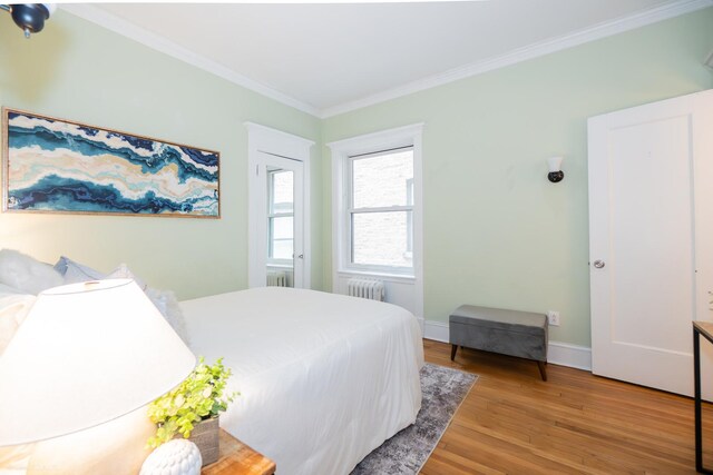 5707 S Blackstone Ave Unit 2, Chicago, IL 60637 - bedroom with wood finished floors, crown molding, radiator heating unit, and baseboards