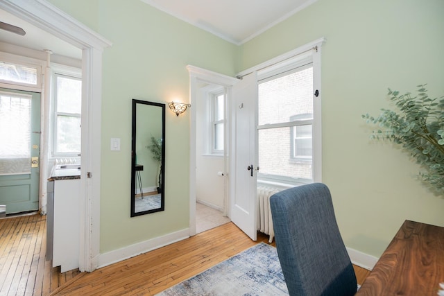 5707 S Blackstone Ave Unit 2, Chicago, IL 60637 - office space with hardwood / wood-style floors, crown molding, and baseboards