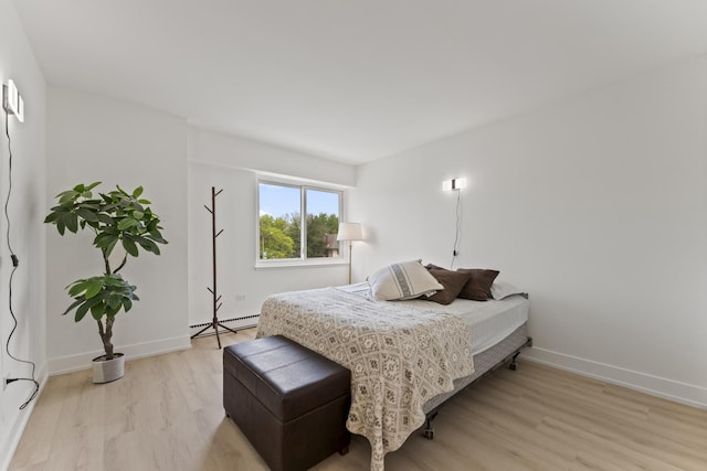 141 N La Grange Rd Unit 303, La Grange, IL 60525 - bedroom featuring baseboard heating, light wood-style floors, and baseboards
