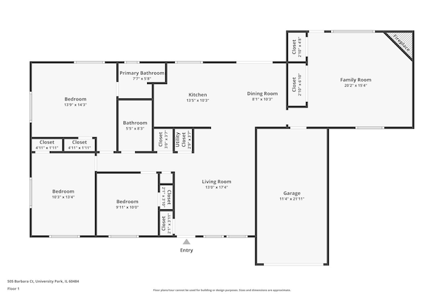 505 Barbara Ct, University Park, IL 60484 - floor plan / room layout