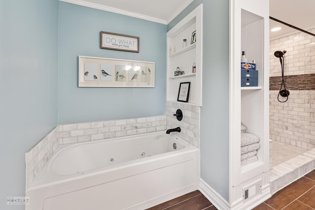 13 N Cannonball Trl, Bristol, IL 60512 - full bath featuring tiled shower, a whirlpool tub, and ornamental molding