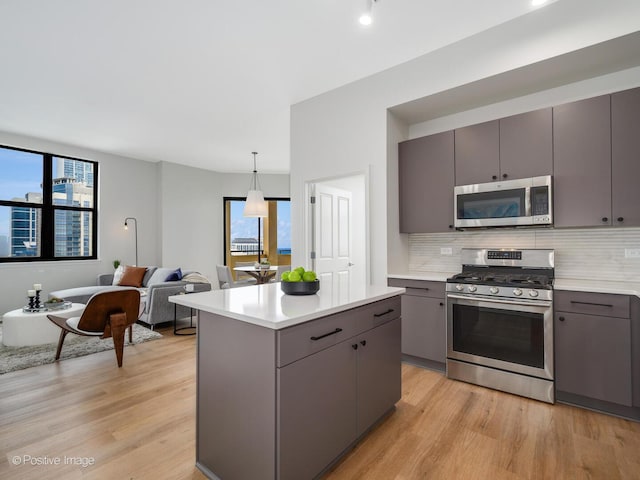 1464 S Michigan Ave Unit 2201, Chicago, IL 60605 - kitchen with stainless steel appliances, gray cabinets, healthy amount of natural light, and light countertops