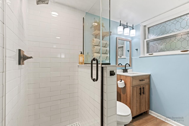 925 S Chestnut Ave, Arlington Heights, IL 60005 - full bath with a shower stall, toilet, vanity, and wood finished floors