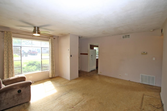 20 Johnathan Rd, Lake Zurich, IL 60047 - unfurnished living room featuring a ceiling fan, light carpet, and baseboards