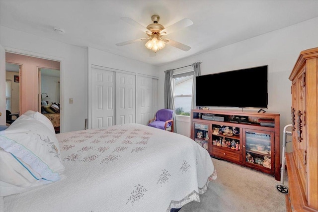 2511 Sangamon Dr, Champaign, IL 61821 - bedroom with light carpet and a ceiling fan