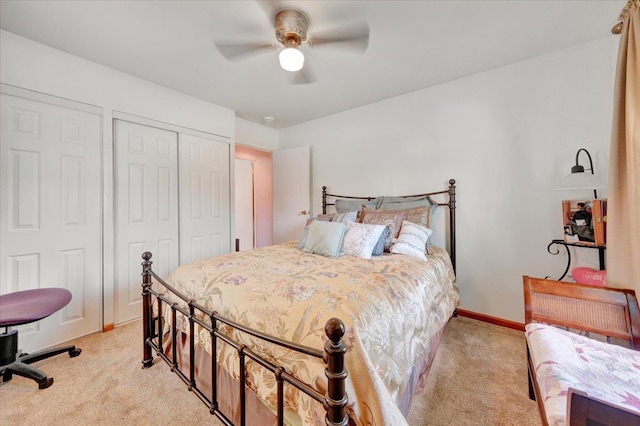 2511 Sangamon Dr, Champaign, IL 61821 - bedroom featuring light colored carpet, a closet, and a ceiling fan