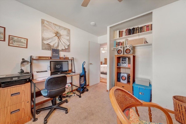 2511 Sangamon Dr, Champaign, IL 61821 - carpeted home office with a ceiling fan