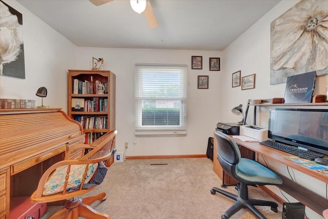2511 Sangamon Dr, Champaign, IL 61821 - carpeted office with a ceiling fan and baseboards