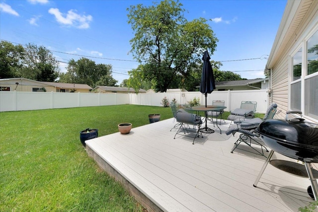 2511 Sangamon Dr, Champaign, IL 61821 - wooden terrace featuring outdoor dining space, a fenced backyard, and grilling area