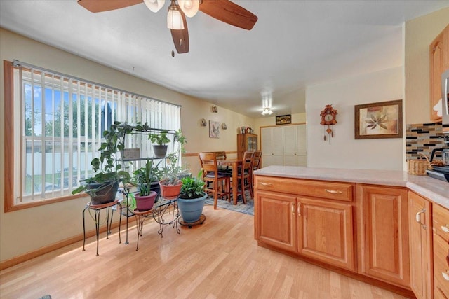 2511 Sangamon Dr, Champaign, IL 61821 - kitchen with plenty of natural light, light countertops, light wood-style flooring, and ceiling fan