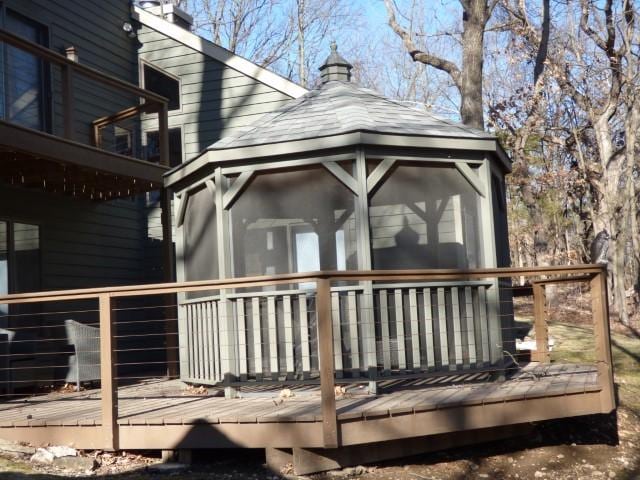 2 Tamarack Row, Galena, IL 61036 - wooden deck featuring a sunroom and a gazebo