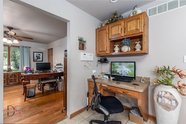 2598 N 2739th Rd, Marseilles, IL 61341 - office with ceiling fan, baseboards, and light wood-style floors