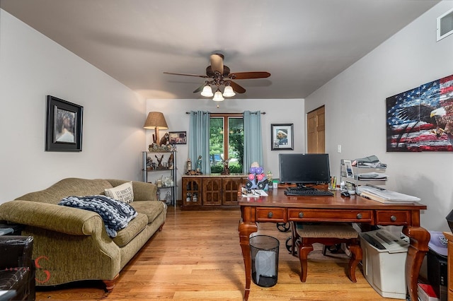 2598 N 2739th Rd, Marseilles, IL 61341 - office space featuring light wood-style flooring and a ceiling fan