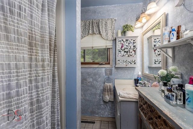 2598 N 2739th Rd, Marseilles, IL 61341 - full bathroom with vanity, tile patterned floors, and a textured wall