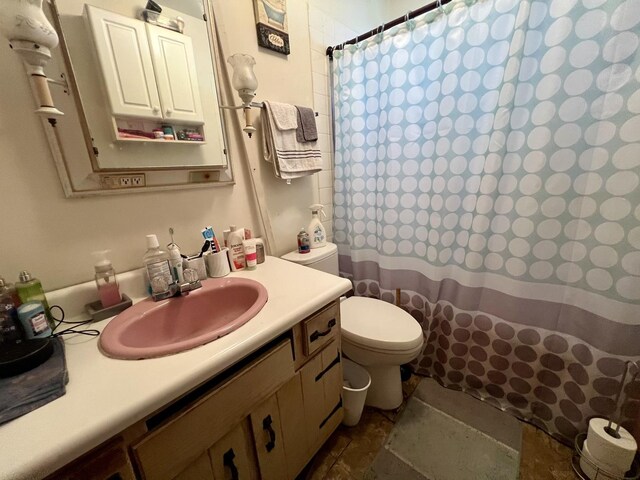1405 W Beech St, Urbana, IL 61801 - full bathroom with vanity, toilet, and a shower with curtain