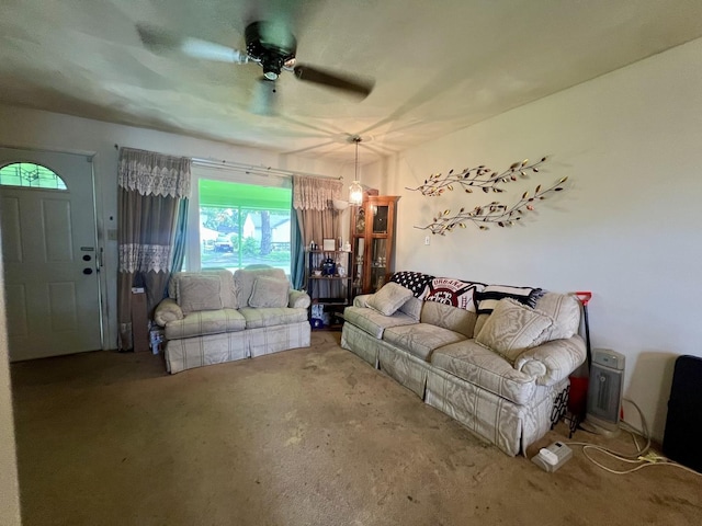 1405 W Beech St, Urbana, IL 61801 - living room with carpet and ceiling fan