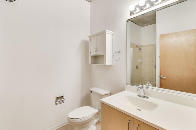 700 W Van Buren St Unit 1301, Chicago, IL 60607 - bathroom with toilet, vanity, tiled shower, and tile patterned flooring
