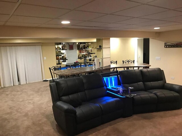 121 Chatsworth Cir, Schaumburg, IL 60194 - living room with carpet floors, a paneled ceiling, and recessed lighting