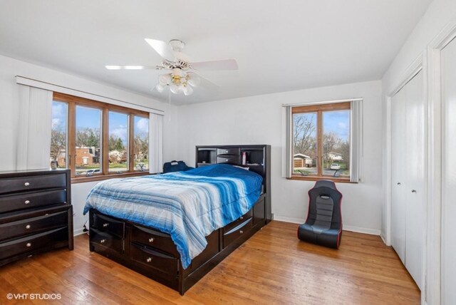20832 Sparta Ln, Olympia Fields, IL 60461 - bedroom featuring multiple windows, light wood finished floors, baseboards, and a closet