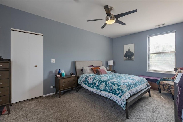 3713 Grand Blvd Unit 10, Brookfield, IL 60513 - carpeted bedroom with a ceiling fan and a closet