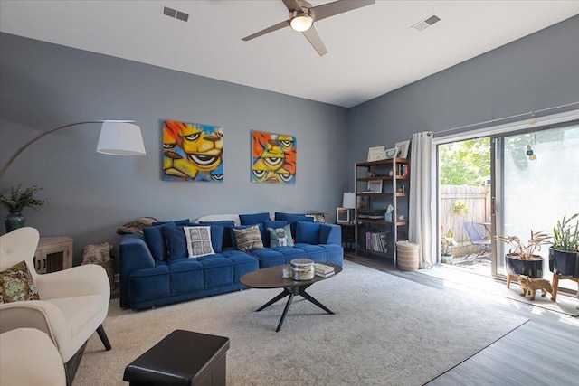 3713 Grand Blvd Unit 10, Brookfield, IL 60513 - living area with a ceiling fan and wood finished floors