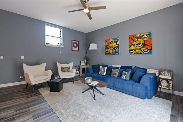 3713 Grand Blvd Unit 10, Brookfield, IL 60513 - living room featuring wood finished floors and a ceiling fan