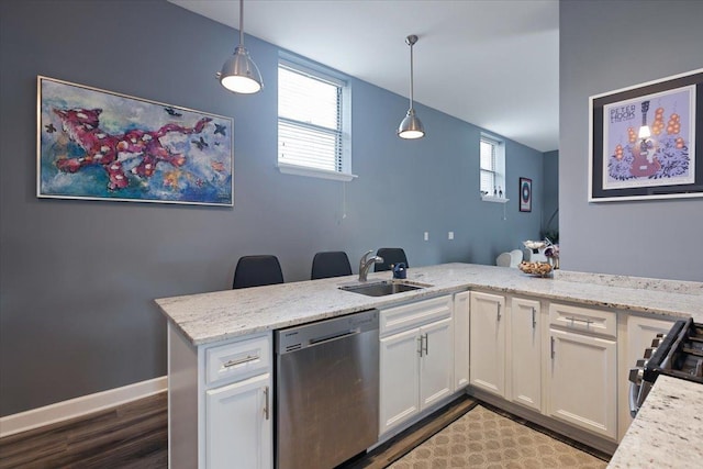 3713 Grand Blvd Unit 10, Brookfield, IL 60513 - kitchen featuring dishwasher, dark wood finished floors, healthy amount of natural light, and white cabinets