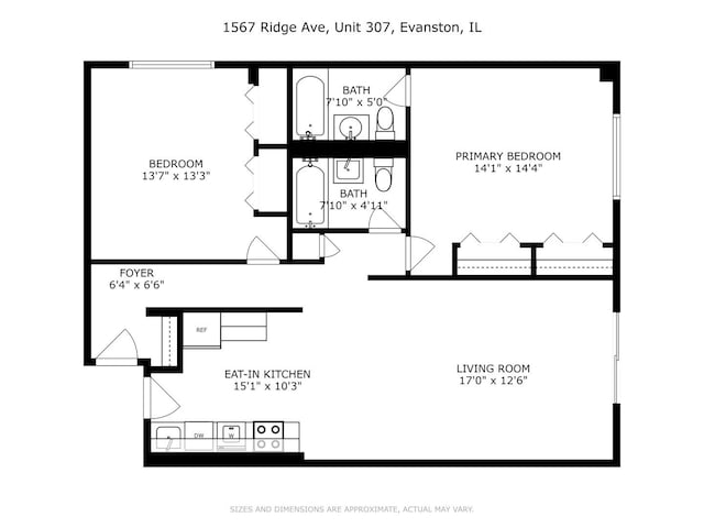 1567 Ridge Ave Unit 307, Evanston, IL 60201 - view of property floor plan