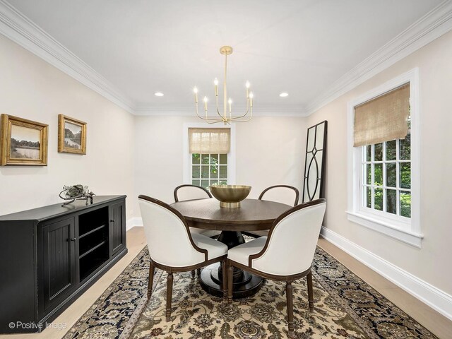 1360 Turvey Rd, Downers Grove, IL 60515 - dining room featuring a chandelier, crown molding, and recessed lighting