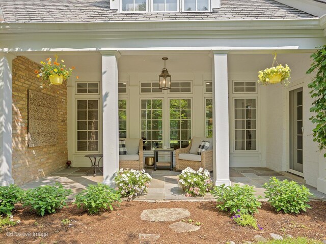 1360 Turvey Rd, Downers Grove, IL 60515 - entrance to property with a high end roof, brick siding, and a porch
