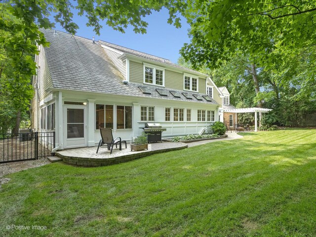 1360 Turvey Rd, Downers Grove, IL 60515 - rear view of property featuring a pergola, a patio, and a high end roof