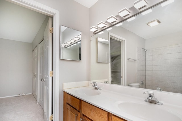 2265 Windsor Ln, Country Club Hills, IL 60478 - full bathroom featuring double vanity, toilet, and a tile shower