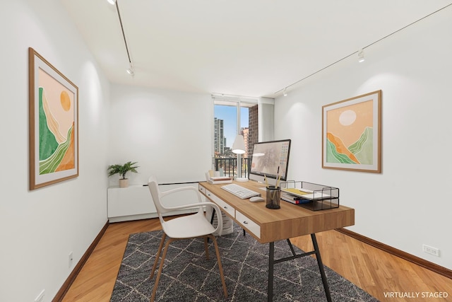 4170 N Marine Dr Unit 6L, Chicago, IL 60613 - home office with rail lighting, wood finished floors, and baseboards