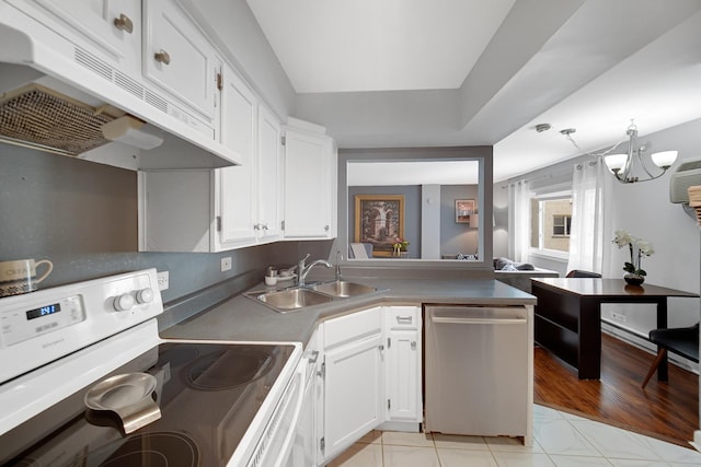 7830 W N Ave Unit 306, Elmwood Park, IL 60707 - kitchen featuring white electric range, under cabinet range hood, dishwasher, a sink, and white cabinetry